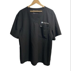 Figs xxl shirt black double pocket v‎ neck technical collection embroidery